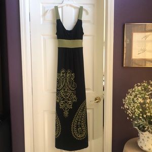Black and green maxi dress